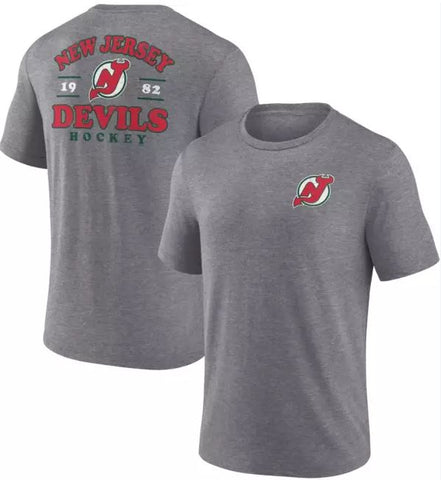 NHL New Jersey Devils Heritage Triblend T-Shirt - Grey