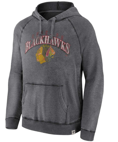 NHL Chicago Blackhawks Hoodie Heritage Broken Ice Washed - Grey
