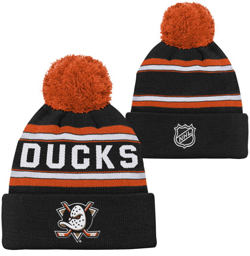 Kinder NHL Anaheim Ducks Beanie Jacquard Wordmark PomPom