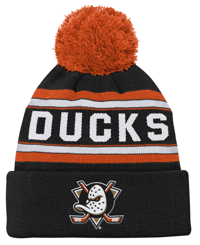 Kinder NHL Anaheim Ducks Beanie Jacquard Wordmark PomPom