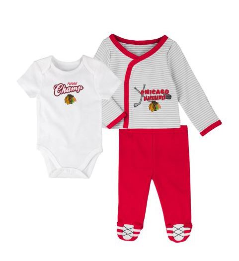 Kinder NHL Chicago Blackhawks Baby Strampler 3er-Set (1 - 9 Monate)