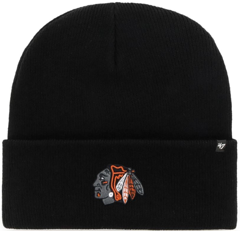 NHL Chicago Blackhawks Haymaker Black &#39;47 CUFF KNIT - Logo Color Pop
