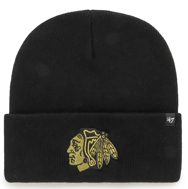 NHL Chicago Blackhawks Haymaker Metallic Gold ’47 CUFF KNIT - Black