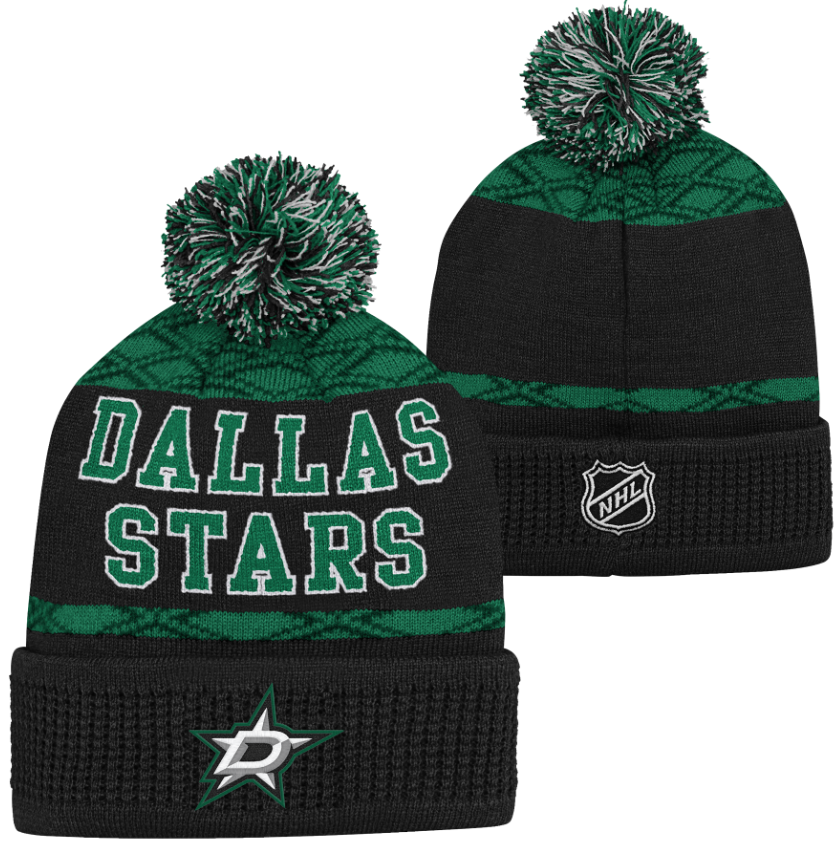 Kinder NHL Dallas Stars Beanie Puck Pattern PomPom