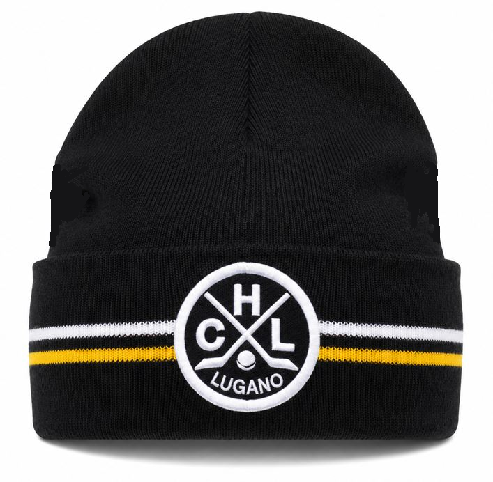 Bonnet NLA HC Lugano Linea Gialla Cuff Knit Noir