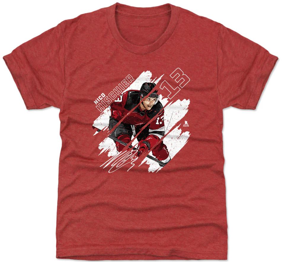 Kinder NHL Nico Hischier 13 - New Jersey Devils - T-Shirt Stripes