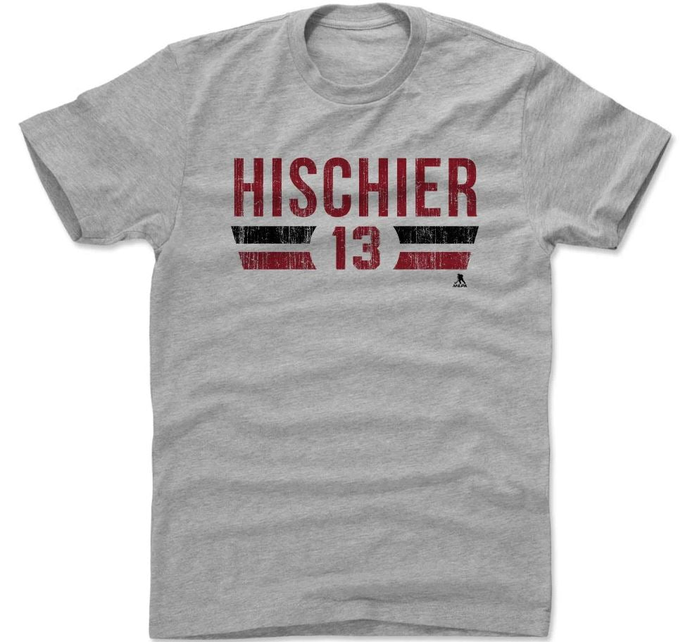 NHL Nico Hischier - New Jersey Devils - T-Shirt Font (Grey)