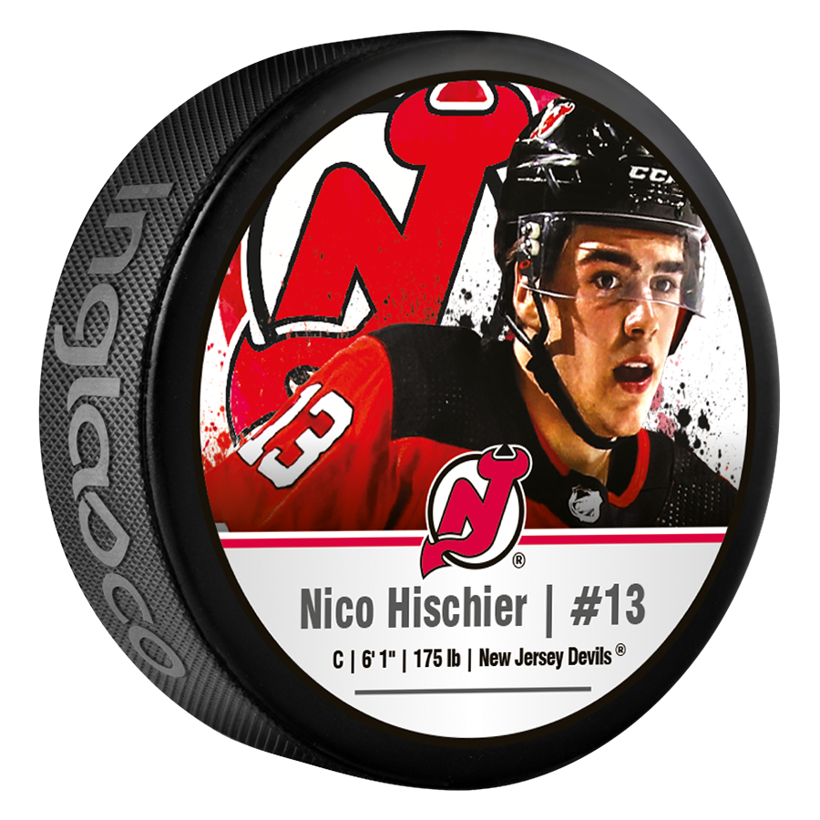 NHL Hischier 13 - New Jersey Devils Souvenir Picture Puck