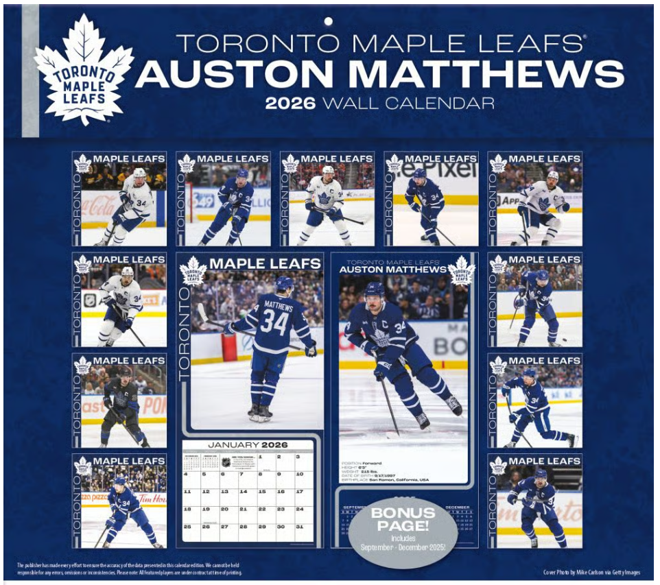 NHL Matthews 34 - Toronto Maple Leafs Kalender 2026