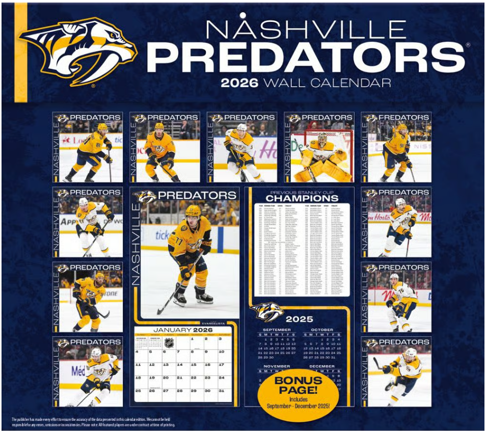 NHL Nashville Predators Kalender 2026