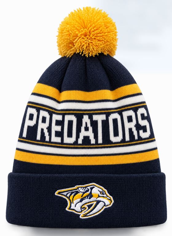 Kids NHL Nashville Predators Beanie Puck Pattern PomPom