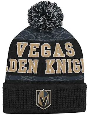 Kinder NHL Vegas Golden Knights Beanie Puck Pattern PomPom