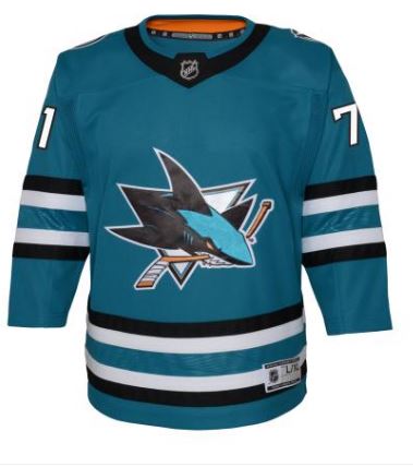 Kinder NHL Celebrini 71 - San Jose Sharks Replica Premier Jersey Home