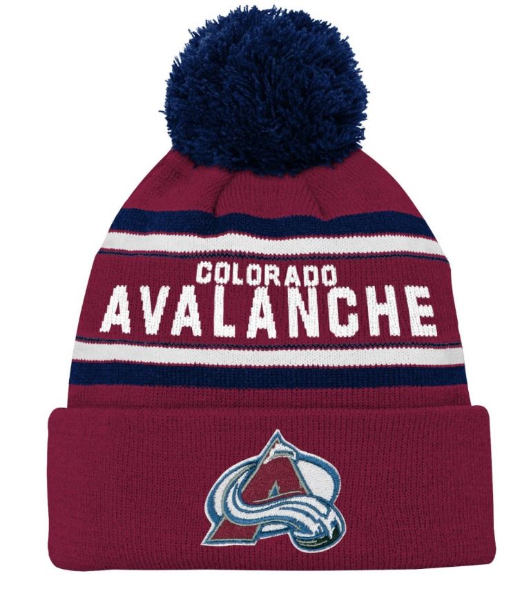 Kinder NHL Colorado Avalanche Beanie Jacquard Wordmark PomPom