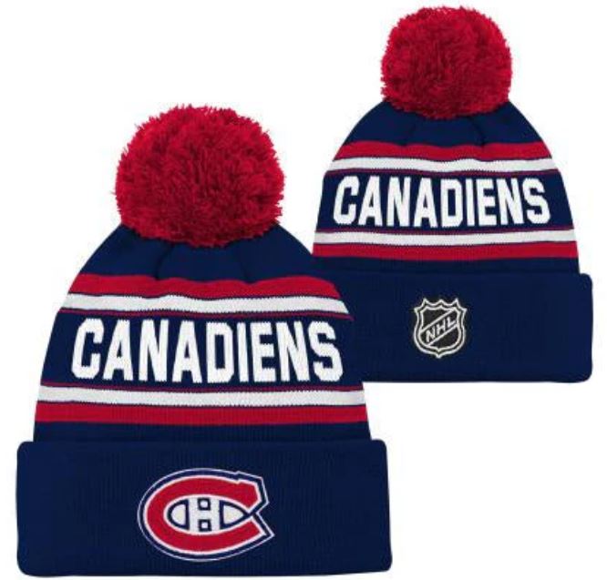 Kinder NHL Montreal Canadiens Beanie Jacquard Wordmark PomPom
