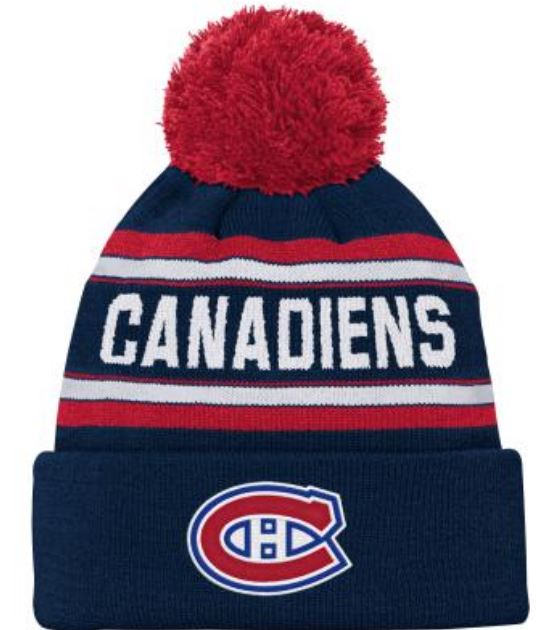 Kinder NHL Montreal Canadiens Beanie Jacquard Wordmark PomPom