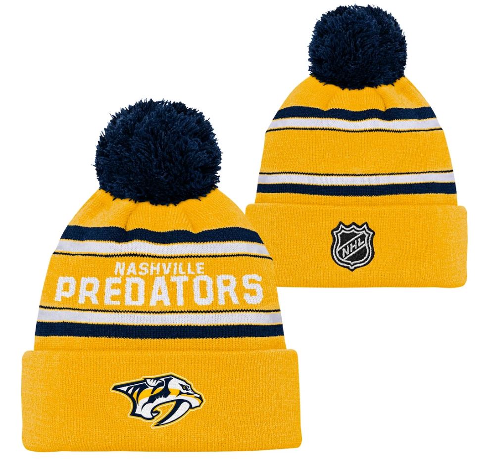 Kinder NHL Nashville Predators Beanie Jacquard Wordmark PomPom