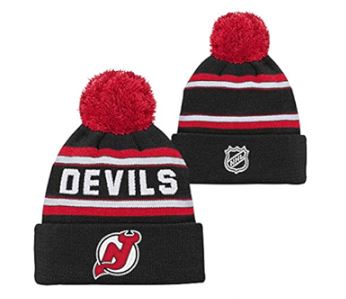 Kinder NHL New Jersey Devils Beanie Jacquard Wordmark PomPom