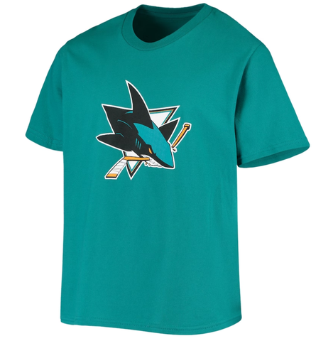 Kinder NHL San Jose Sharks Primary Logo T-Shirt Teal