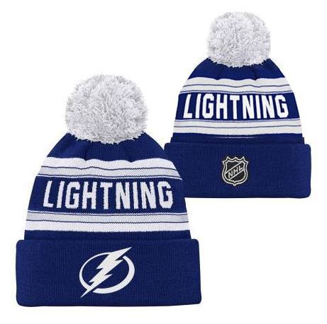 Kinder NHL Tampa Bay Lightning Beanie Jacquard Wordmark PomPom