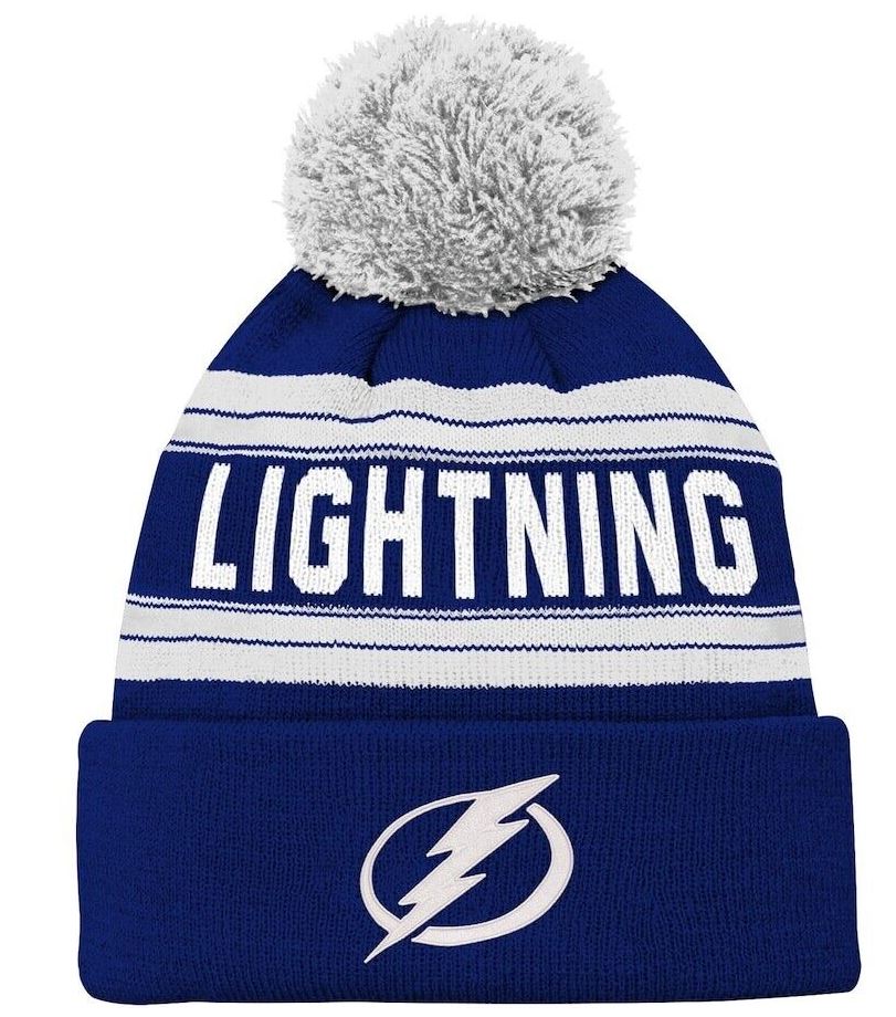 Kinder NHL Tampa Bay Lightning Beanie Jacquard Wordmark PomPom