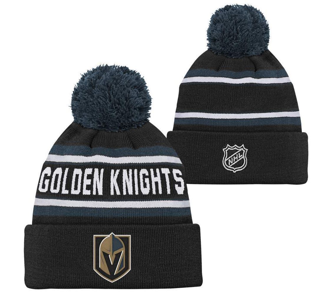 Kinder NHL Vegas Golden Knights Beanie Jacquard Wordmark PomPom