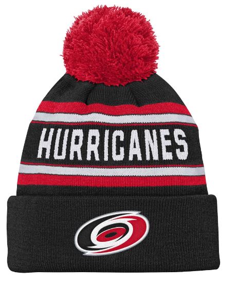 Kinder NHL Carolina Hurricanes Beanie Jacquard Wordmark PomPom