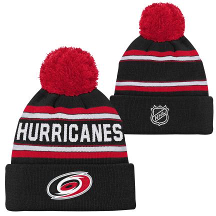 Kinder NHL Carolina Hurricanes Beanie Jacquard Wordmark PomPom