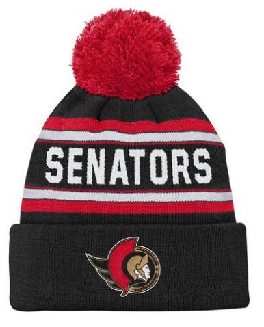 Bonnet Jacquard avec pompon et inscription « Chicago Blackhawks » de la LNH pour enfant
