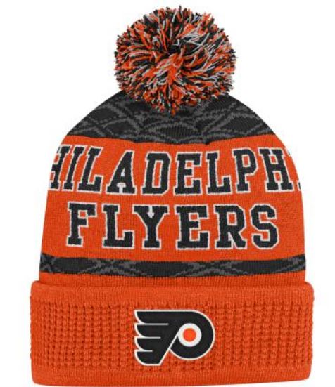 Bonnet Jacquard avec pompon et inscription « Chicago Blackhawks » de la LNH pour enfant