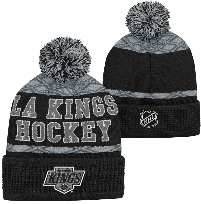 Kinder NHL Los Angeles Kings Beanie Puck Pattern PomPom