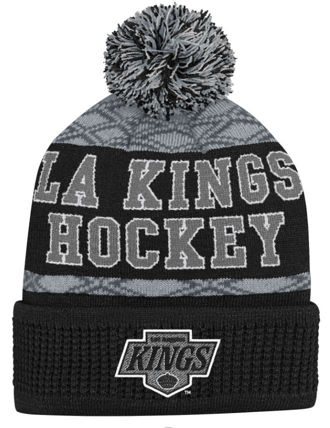 Kinder NHL Los Angeles Kings Beanie Puck Pattern PomPom