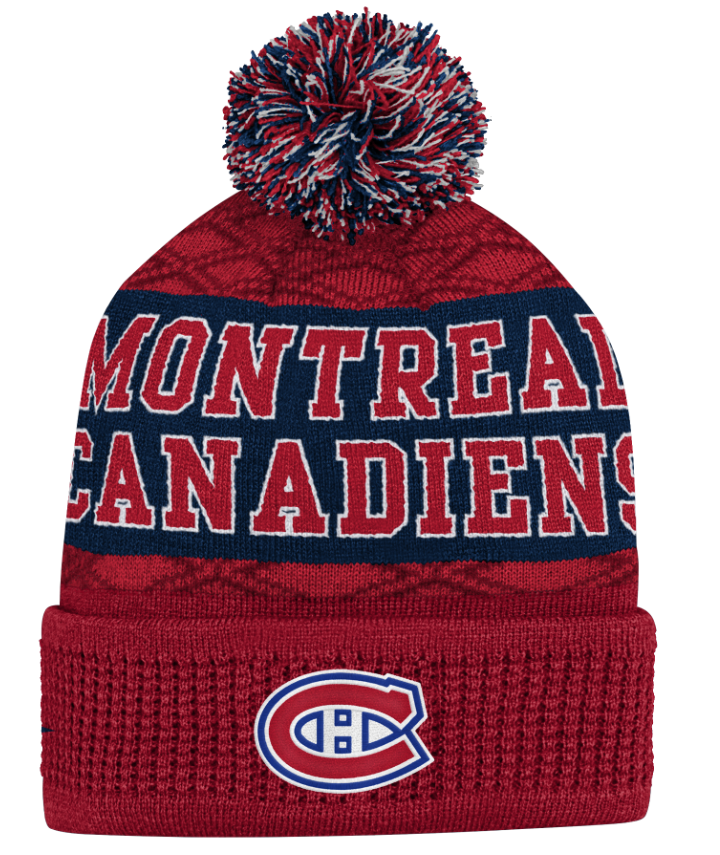 Kinder NHL Montreal Canadiens Beanie Puck Pattern PomPom