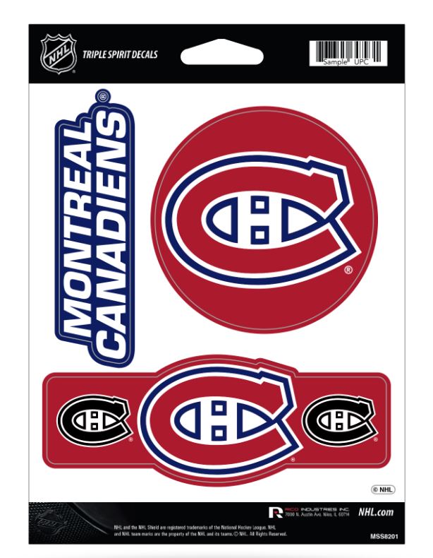 NHL Montreal Canadiens Team Stickers Triple