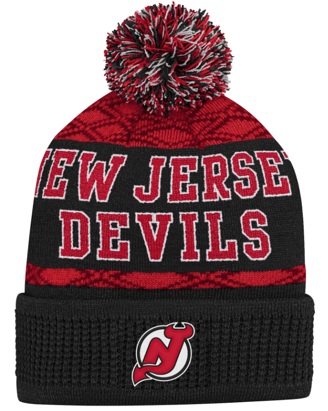 Kinder NHL New Jersey Devils Beanie Puck Pattern PomPom