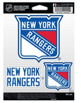 NHL New York Rangers Team Stickers Triple