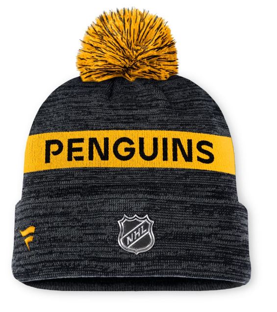 NHL Pittsburgh Penguins Authentic Pro Rink Wordmark CUFF KNIT PomPom