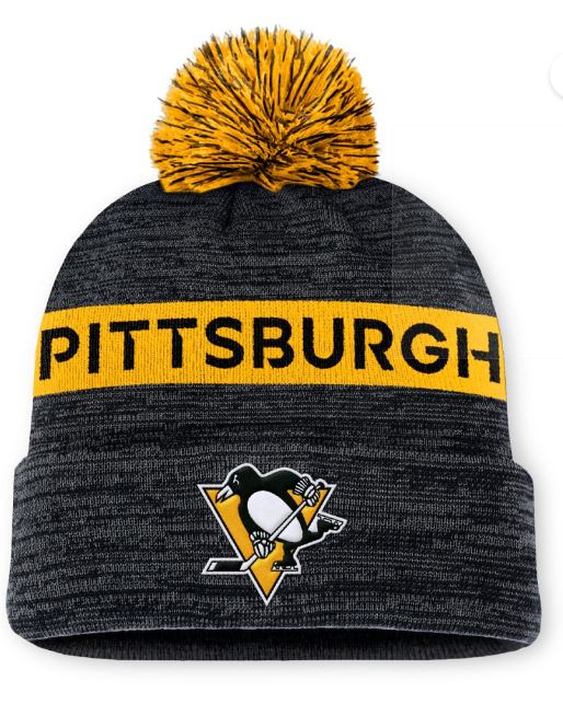 NHL Pittsburgh Penguins Authentic Pro Rink Wordmark CUFF KNIT PomPom
