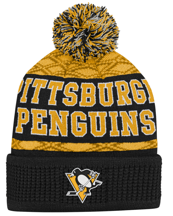 Kinder NHL Pittsburgh Penguins Beanie Puck Pattern PomPom