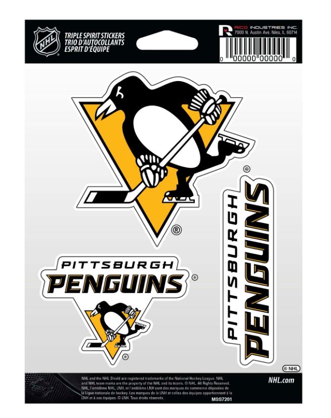 NHL Pittsburgh Penguins Team Stickers Triple