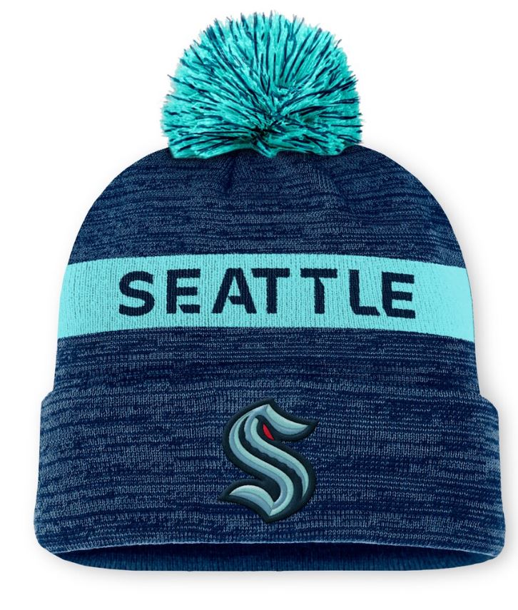 NHL Seattle Kraken Authentic Pro Rink Wordmark CUFF KNIT PomPom