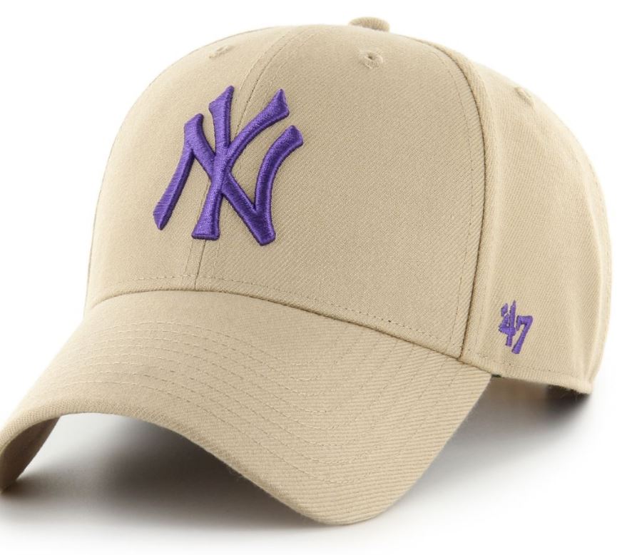 MLB New York Yankees &#39;47 MVP SNAPBACK Logo Purple - Khaki