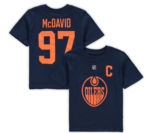 Kinder NHL McDavid 97 - Edmonton Oilers Alternate/3rd - T-Shirt Dark Navy