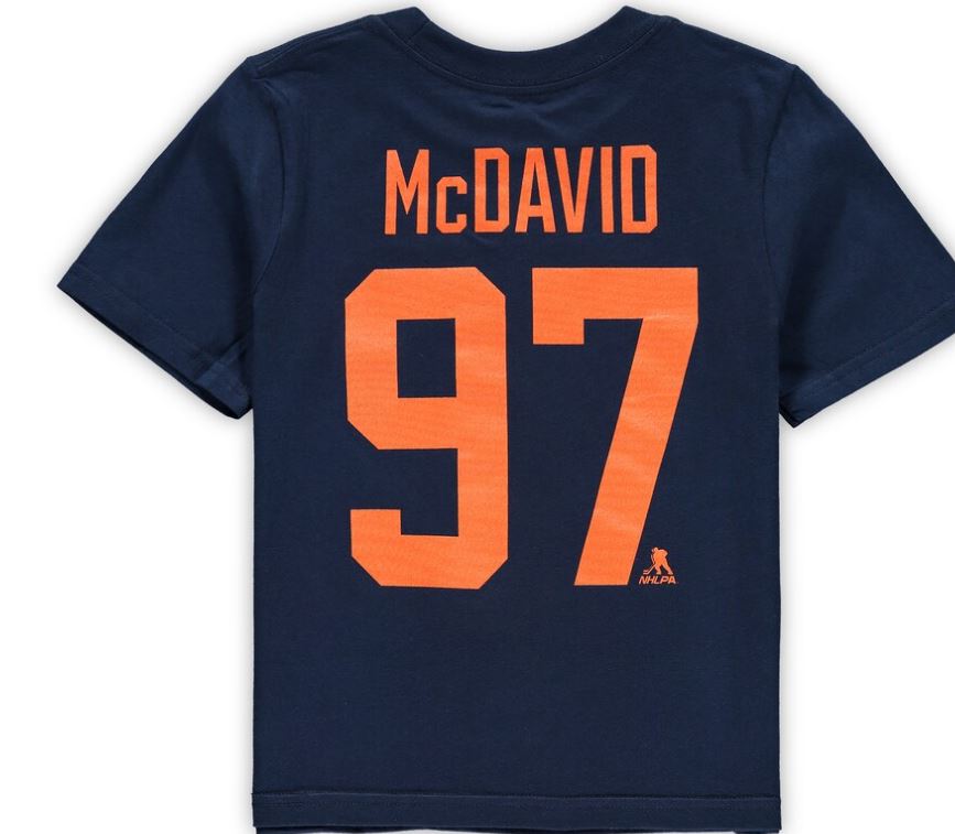 Kinder NHL McDavid 97 - Edmonton Oilers Alternate/3rd - T-Shirt Dark Navy