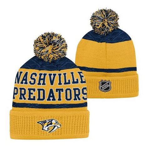 Kinder NHL Nashville Predators Beanie Puck Pattern PomPom