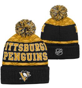 Kinder NHL Pittsburgh Penguins Beanie Puck Pattern PomPom