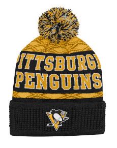 Kinder NHL Pittsburgh Penguins Beanie Puck Pattern PomPom
