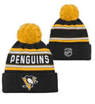 Kinder NHL Pittsburgh Penguins Beanie Jacquard Wordmark Logo Color PomPom