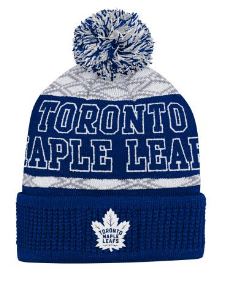 Kinder NHL Toronto Maple Leafs Beanie Puck Pattern PomPom