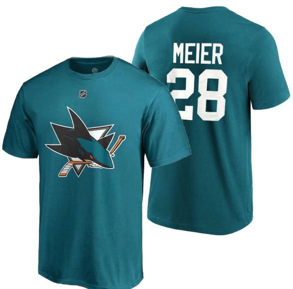 Kinder NHL Meier 28 - San Jose Sharks - T-Shirt Teal (Grössen 164/176)